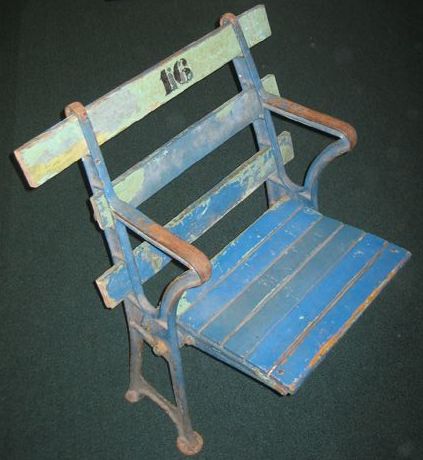 New York Yankees original wood straight back stadium seat, unrestored with original paint - circa 1923 